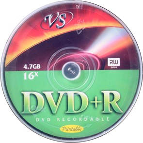 Носители информации DVD+R 4,7 GB 16x,  VS, 10шт/уп Ink Print 1988365