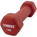 Гантель TORRES 1 кг, PL55011, металл в неопреновой оболочке,6гр, красный 2009745 - фото 1027156