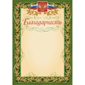 Благодарность герб и флаг,рамка лавровый лист,А4,КЖ-158,15шт/уп. 569891 - фото 1030780