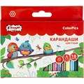 Карандаши цветные 18 цв/наб 6-гран №1School/Комус Класс ColorPics кртк,88мм 1781688 - фото 1153148