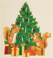 Набор для вышивания "PANNA" "Живая картина" JK-2271 "Бельчата украшают елку" 17 х 19 см - фото 663443