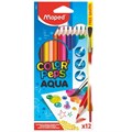 Карандаши цветные акварельные Maped COLOR'PEPS AQUA,3хгр+кисточ,12цв,836011 330891 - фото 751791