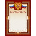 Благодарность А4-41/Б корич.рамка,герб,трик230г/кв.м10шт/уп 213294 - фото 852281