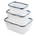 Комплект контейнеров для продуктов герметичных прямоугольных0,35л+0,75л+1,3л с защелками(бесцветный) 221104518/02 - фото 990756